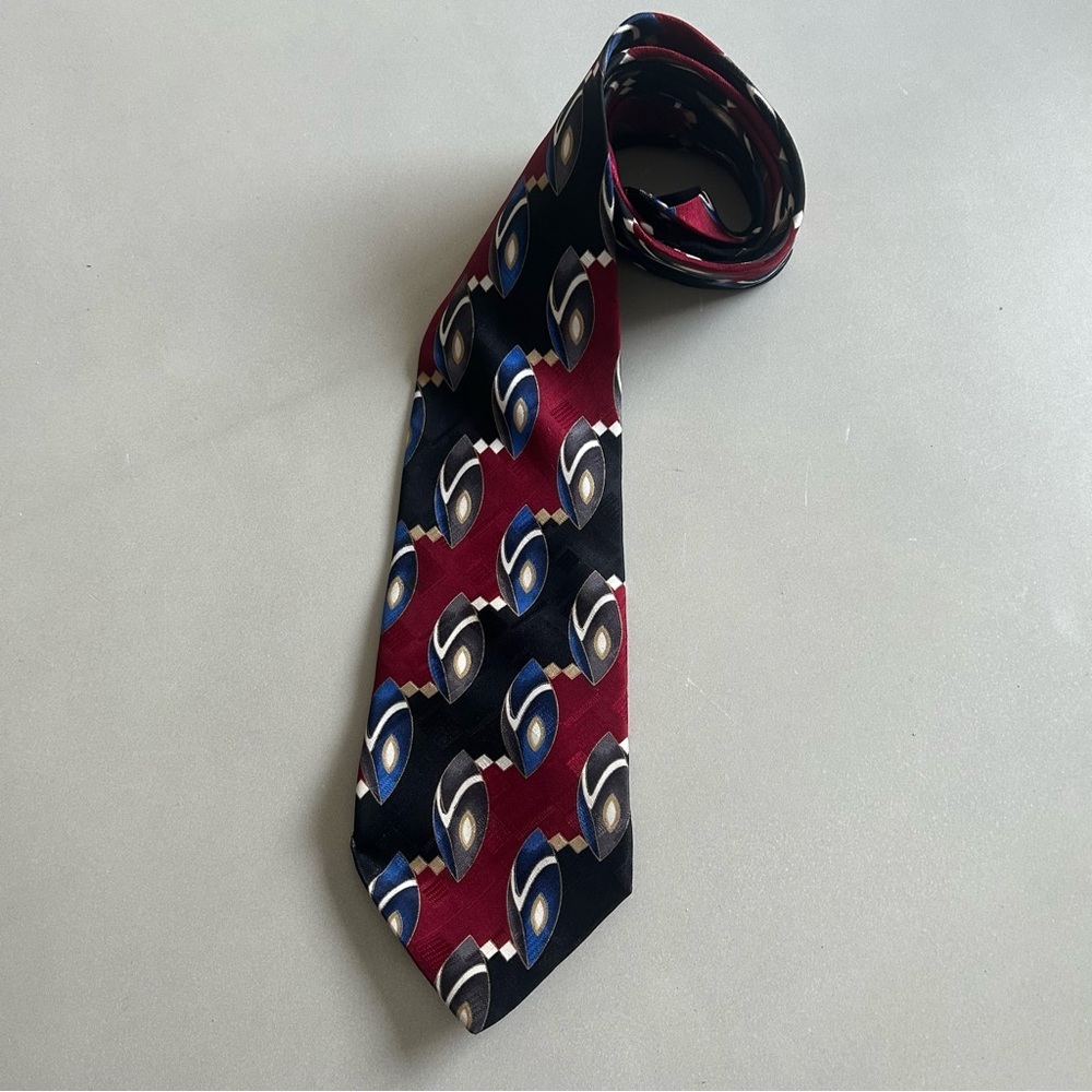 Bosa Elegant Geometric Silk Men's Tie in Red and Blue